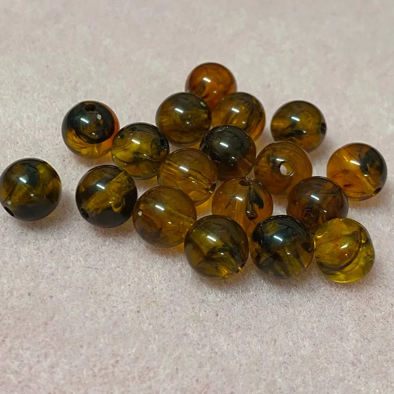 10mm Round Beads (50) - Honey - Amber Look Vintage Beads