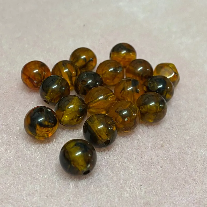 10mm Round Beads (50) - Honey - Amber Look Vintage Beads