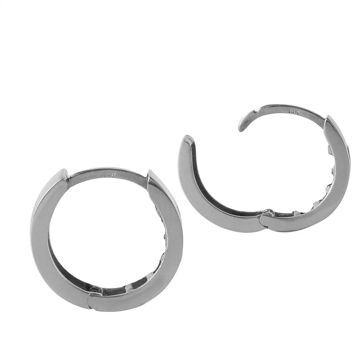 1.2 Carat 14K Solid White Gold Hoop Huggie Earrings White Topaz