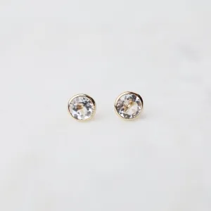14k White Topaz Bezel Studs