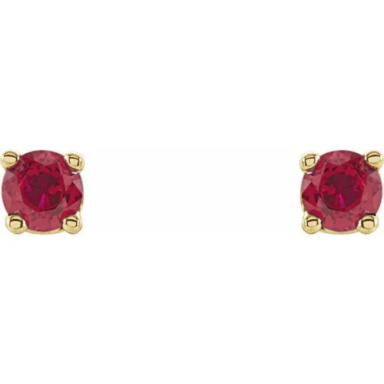 14K Yellow 2.5 mm Lab-Grown Ruby Stud Earrings with Friction Post