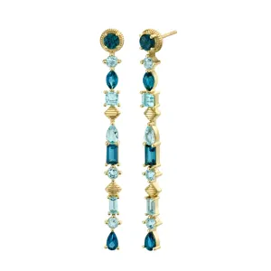 18K Gold Multi-Shape Blue Topaz Earrings