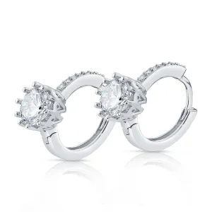 2 Carat CZ White Topaz Round Hoop Earrings White sterling Silver