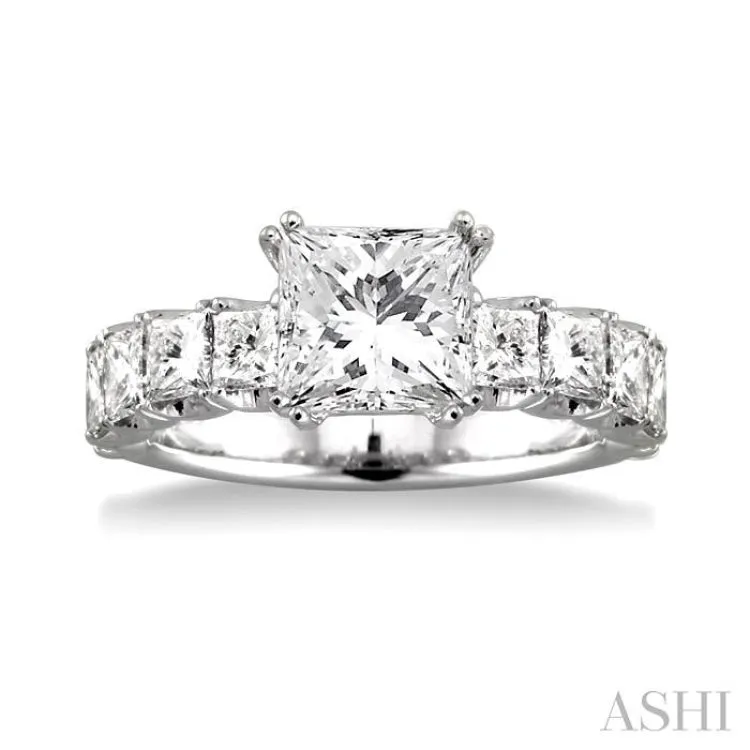 2.00 ctw Princess Cut Diamond Semi-Mount Engagement Ring in 18K White Gold