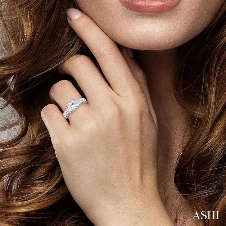 2.00 ctw Princess Cut Diamond Semi-Mount Engagement Ring in 18K White Gold