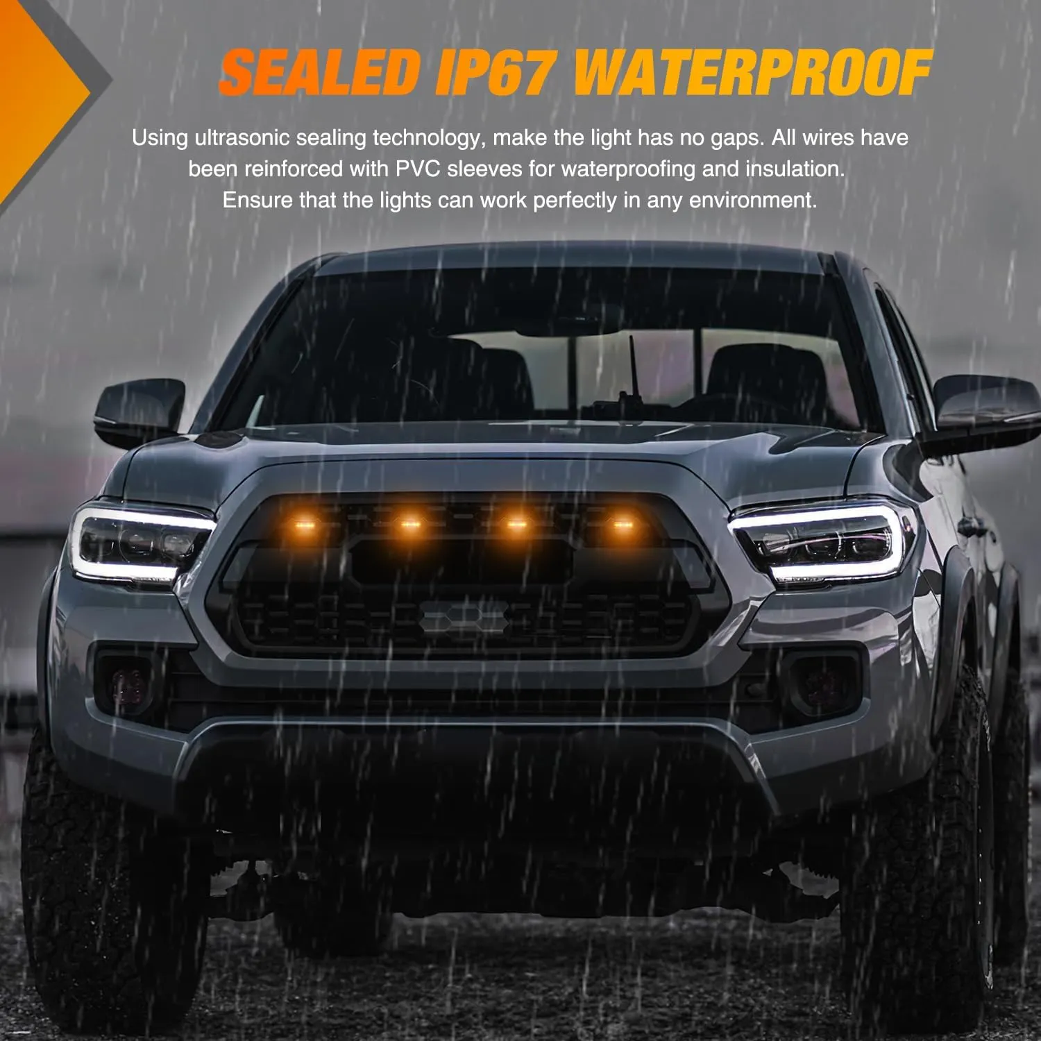 2016-2023 Toyota Tacoma TRD PRO 4LED Amber Front Grille Marker Lights