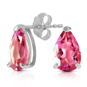 3.15 Carat 14K Solid White Gold Here's To You Pink Topaz Earrings