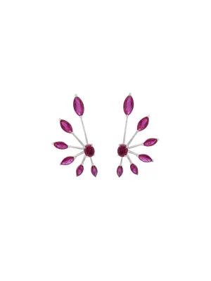4.20ct Ruby 18K Gold Climber Earrings