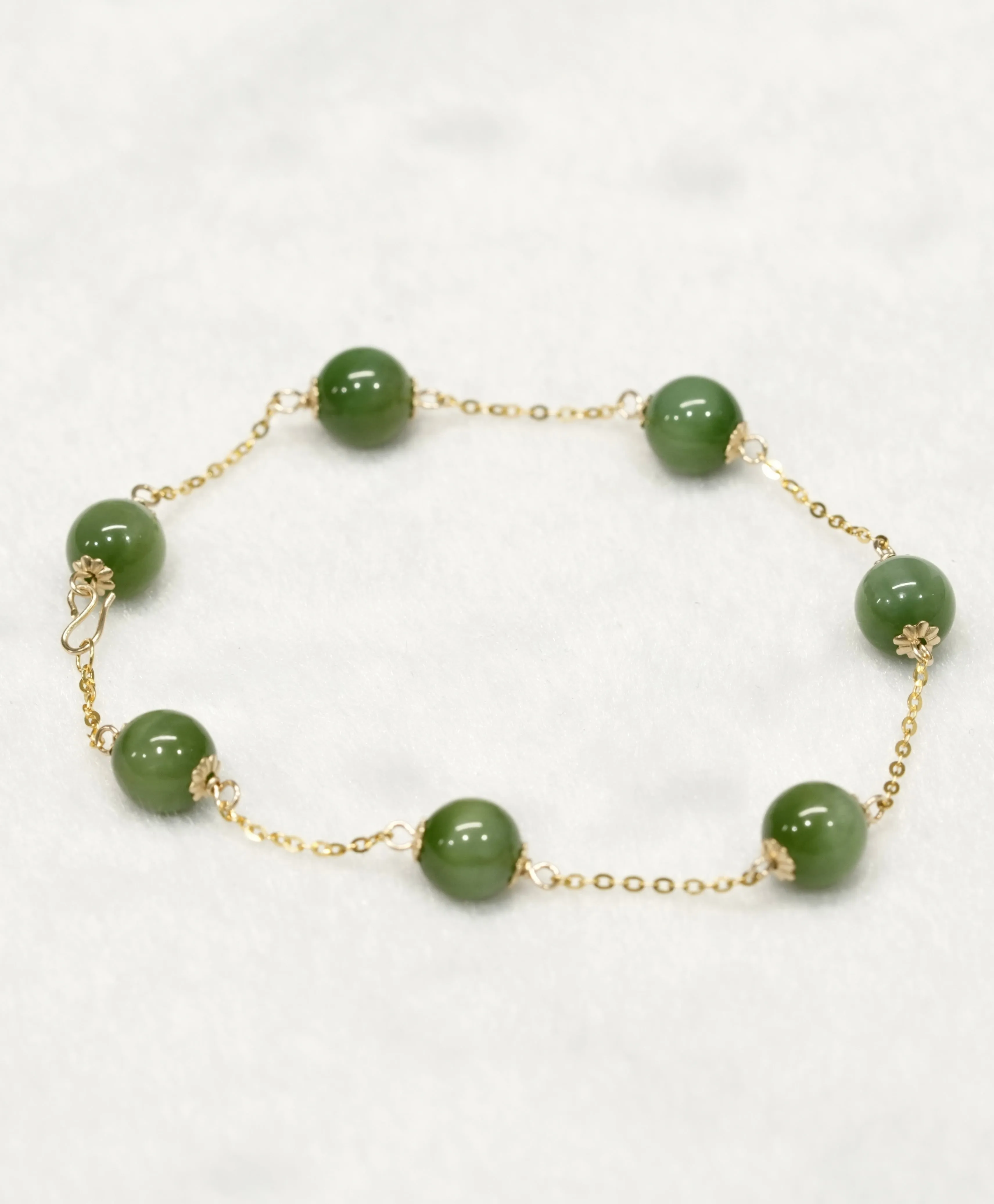 8mm Chatoyant Siberian Jade Starry Bracelet #2528