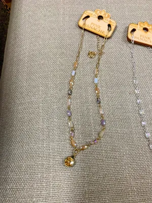 Alexandra Pink Panache Crystal Charm Necklace - Amber Mix