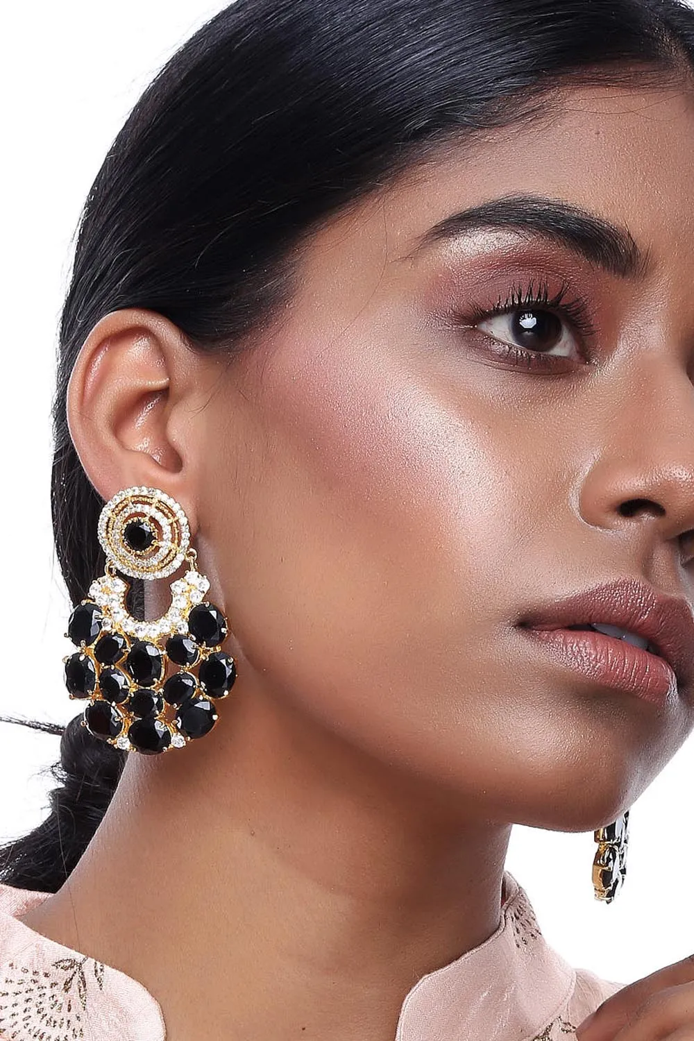 Alloy Large Dangle Earrings in Black
