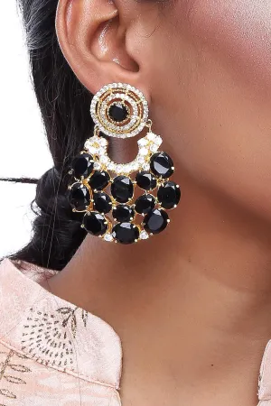 Alloy Large Dangle Earrings in Black