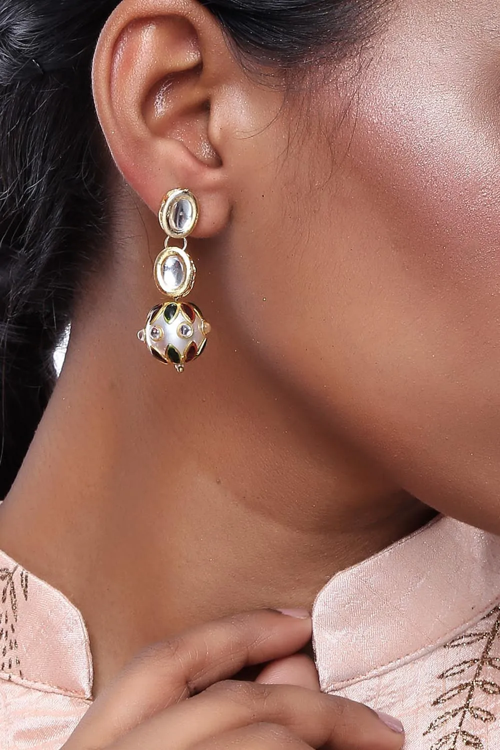 Alloy Large Dangle Earrings in Gold