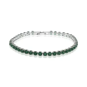 Amazing Luxurious 925 Rhodium Filled High Polish Finsh over Sterling Silver Classic Jade Tennis Bracelet
