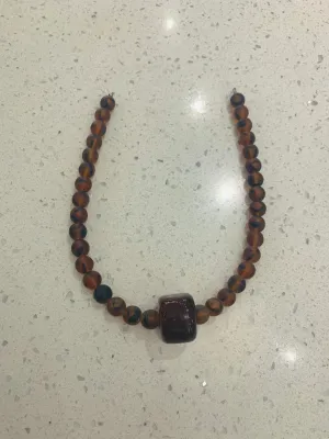 Amber Glass Beaded Necklace