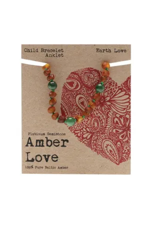 Amber Love Children's Bracelet/Anklet 100% Baltic Amber Earth 14cm