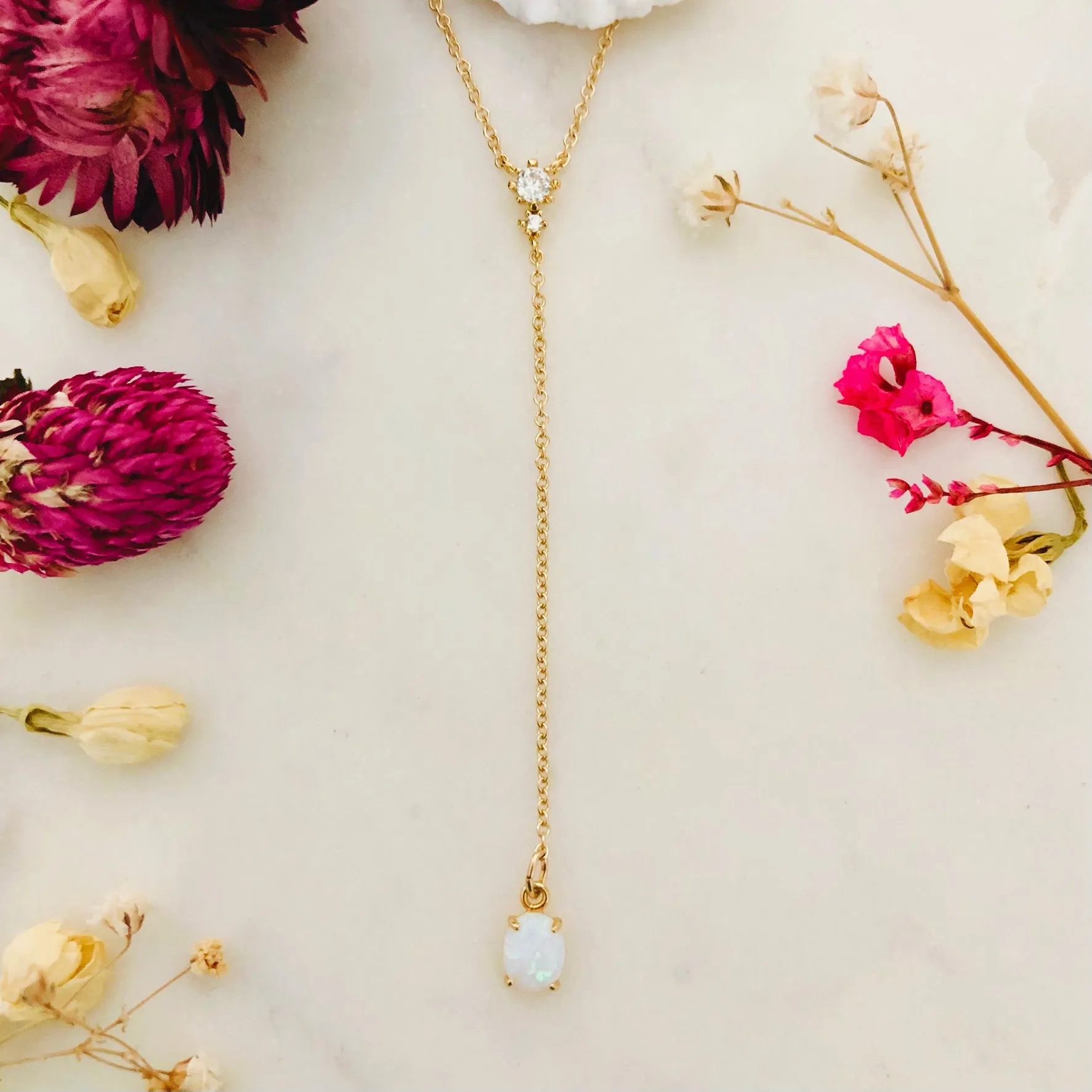 Aolani Lariat • CZ   Opal Necklace