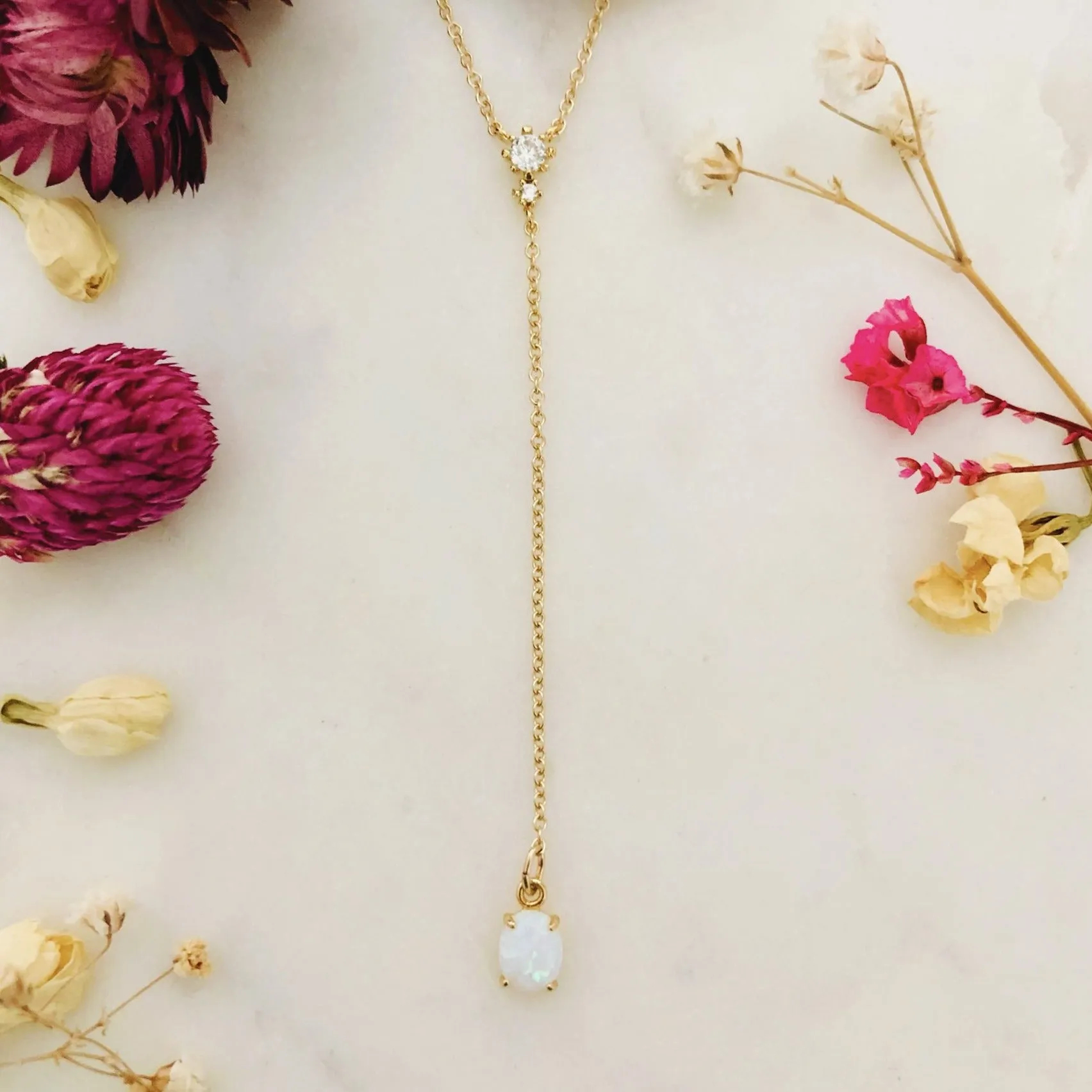 Aolani Lariat • CZ   Opal Necklace