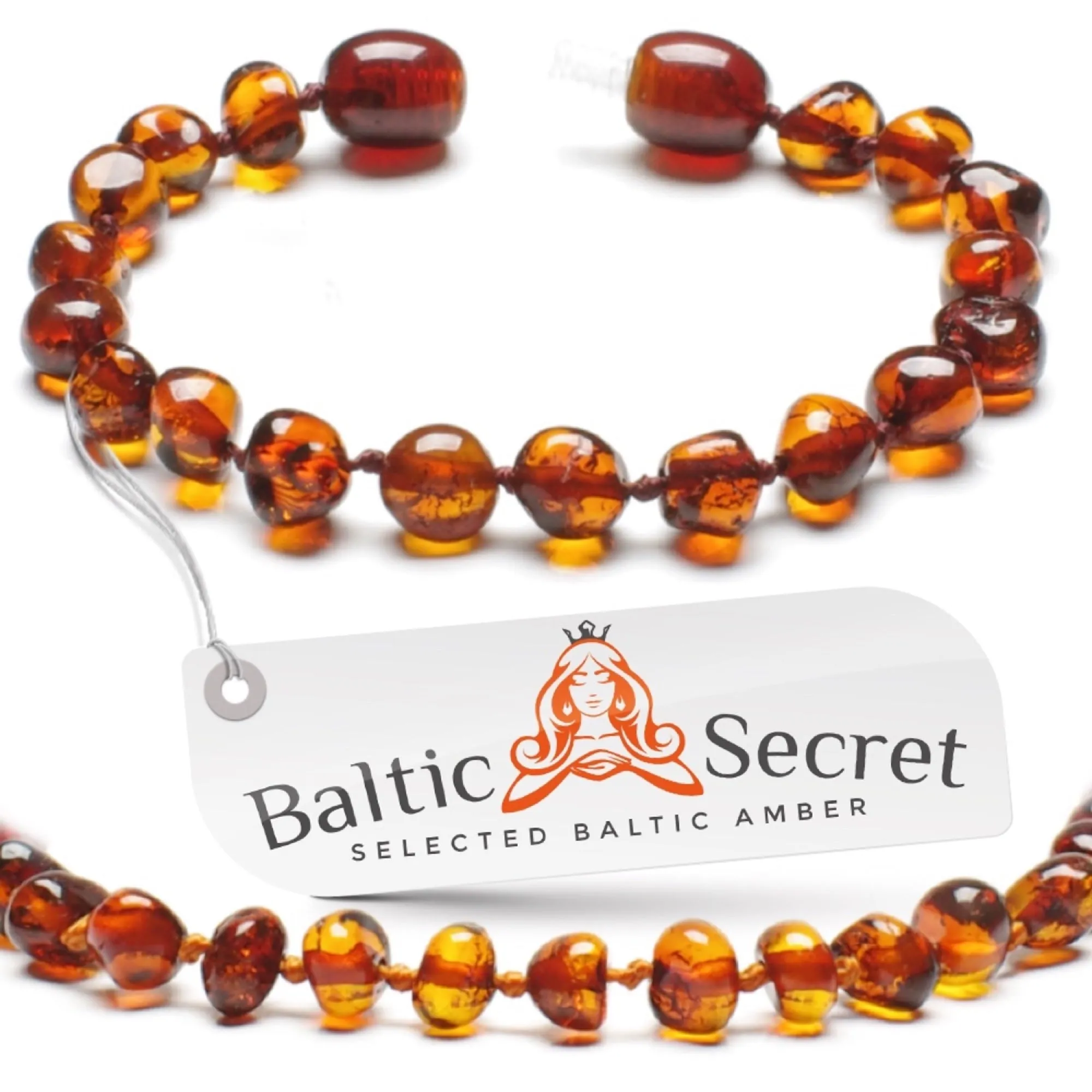 AUTHENTIC BALTIC AMBER NECKLACE AND/OR BRACELET FOR CHILDREN - POLISHED COGNAC COLOR