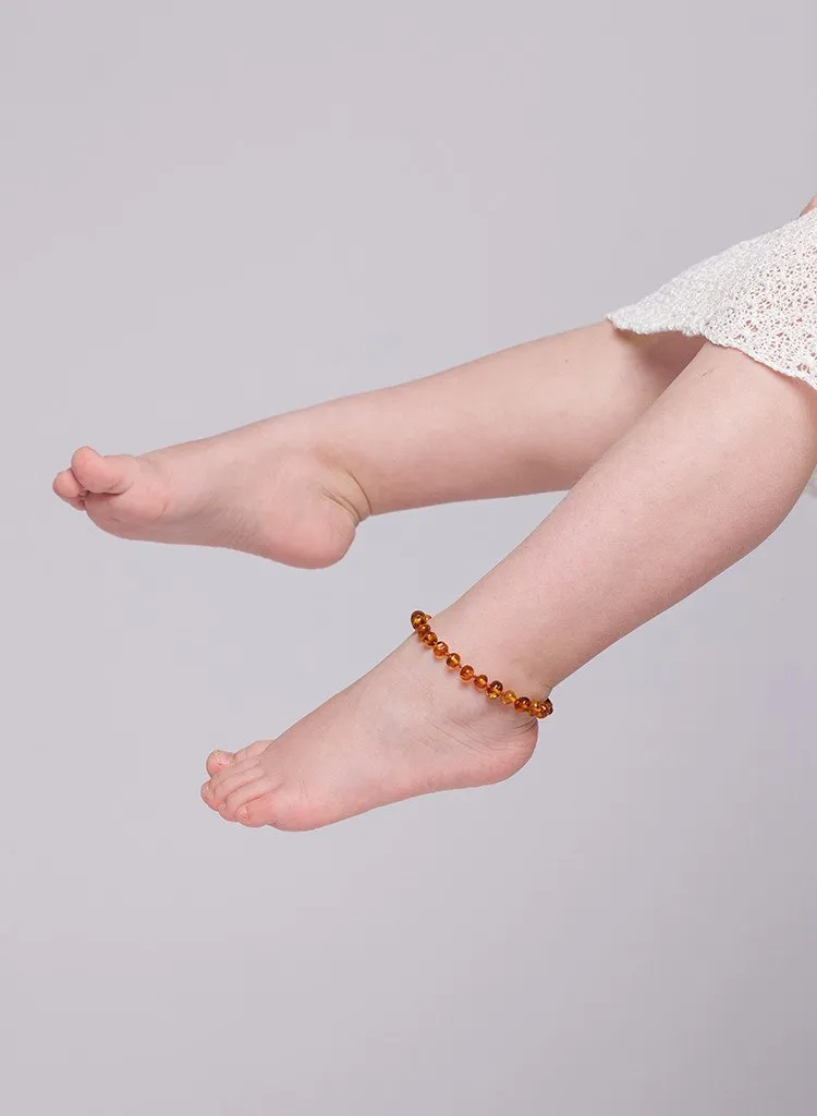 AUTHENTIC BALTIC AMBER NECKLACE AND/OR BRACELET FOR CHILDREN - POLISHED COGNAC COLOR