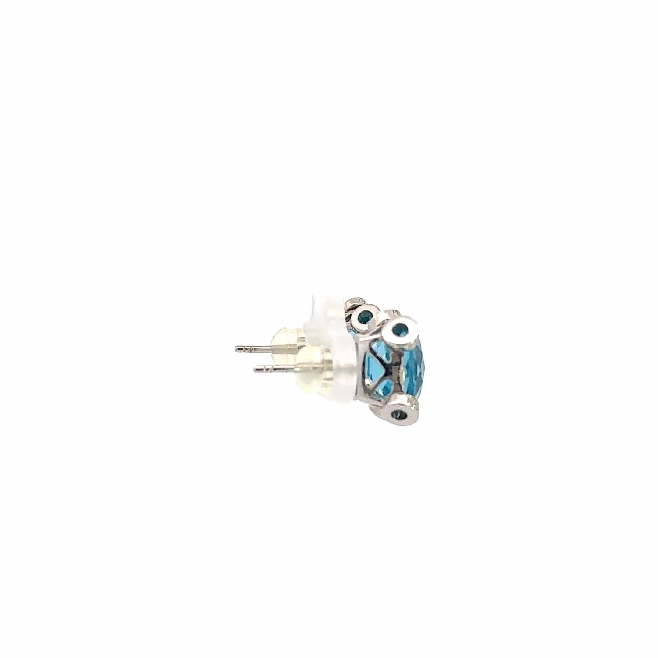 Baikalla™  18k White Gold Natural Swiss Blue Topaz Stud Earrings