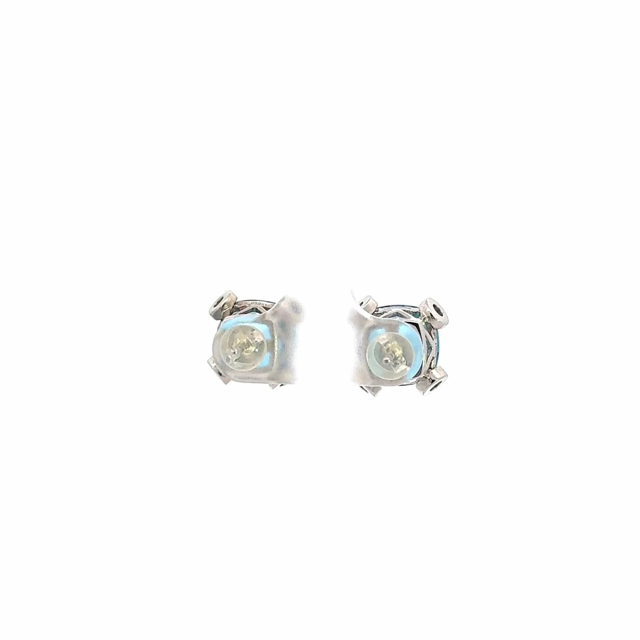 Baikalla™  18k White Gold Natural Swiss Blue Topaz Stud Earrings
