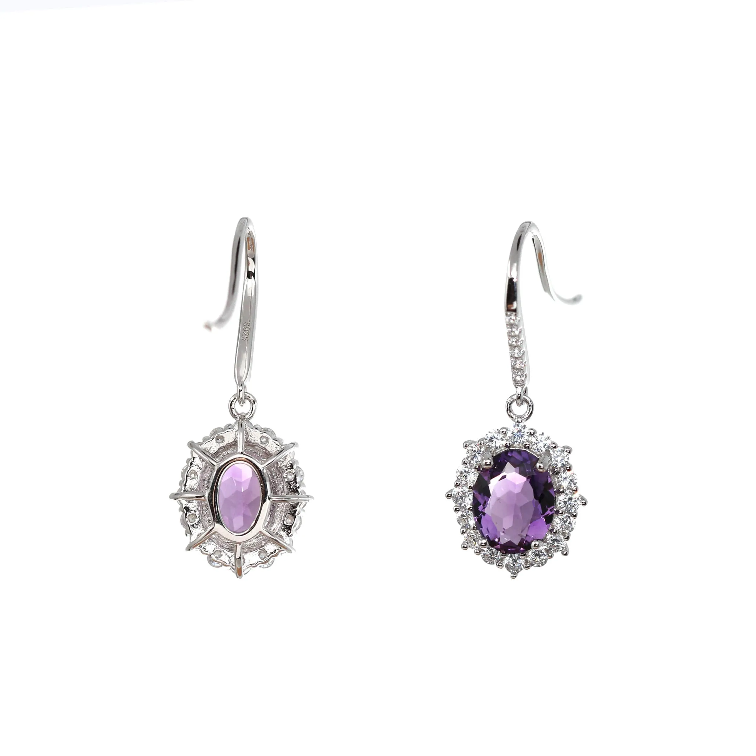 Baikalla™ Classic Sterling Silver Natural Amethyst Topaz Citrine Garnet Earrings With CZ