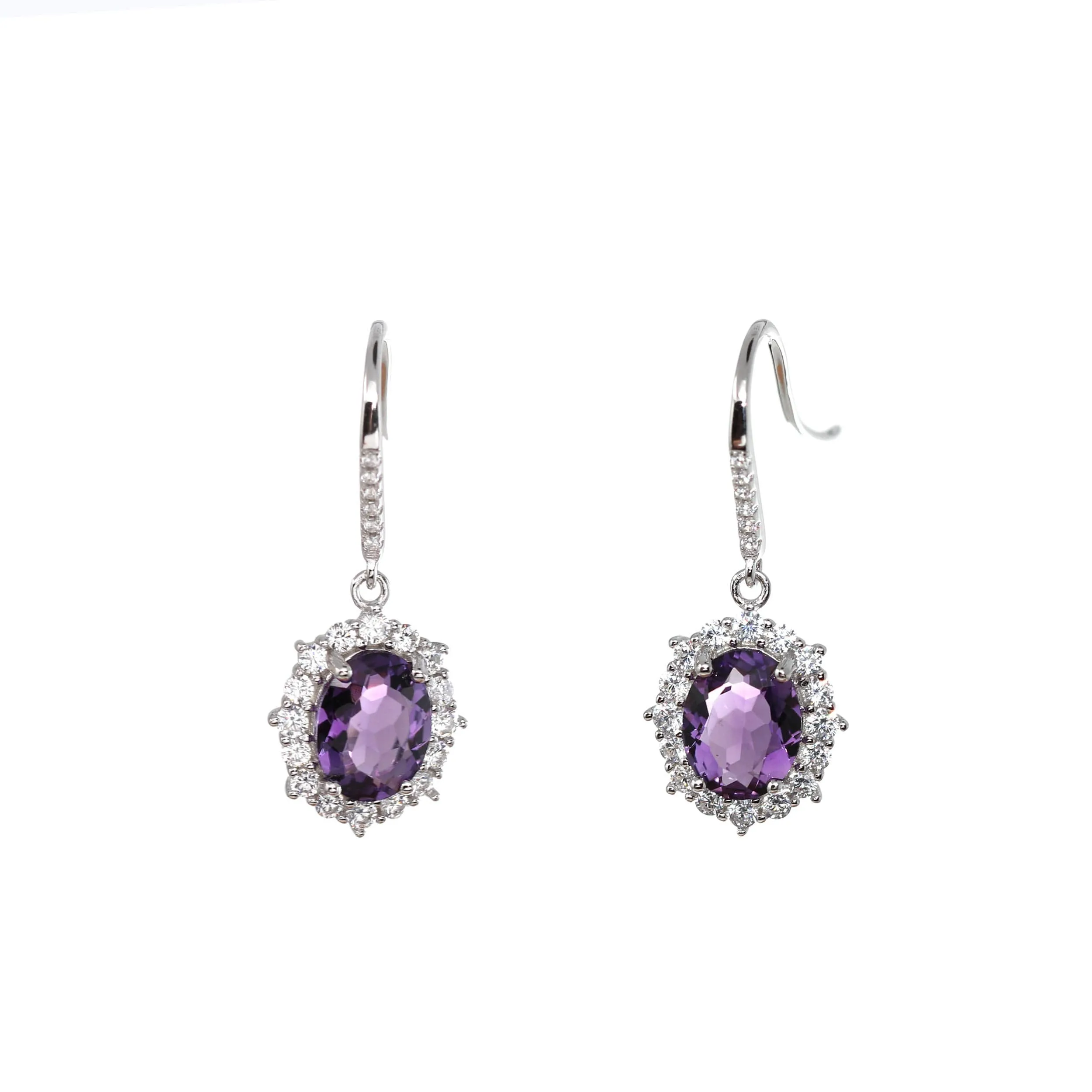 Baikalla™ Classic Sterling Silver Natural Amethyst Topaz Citrine Garnet Earrings With CZ