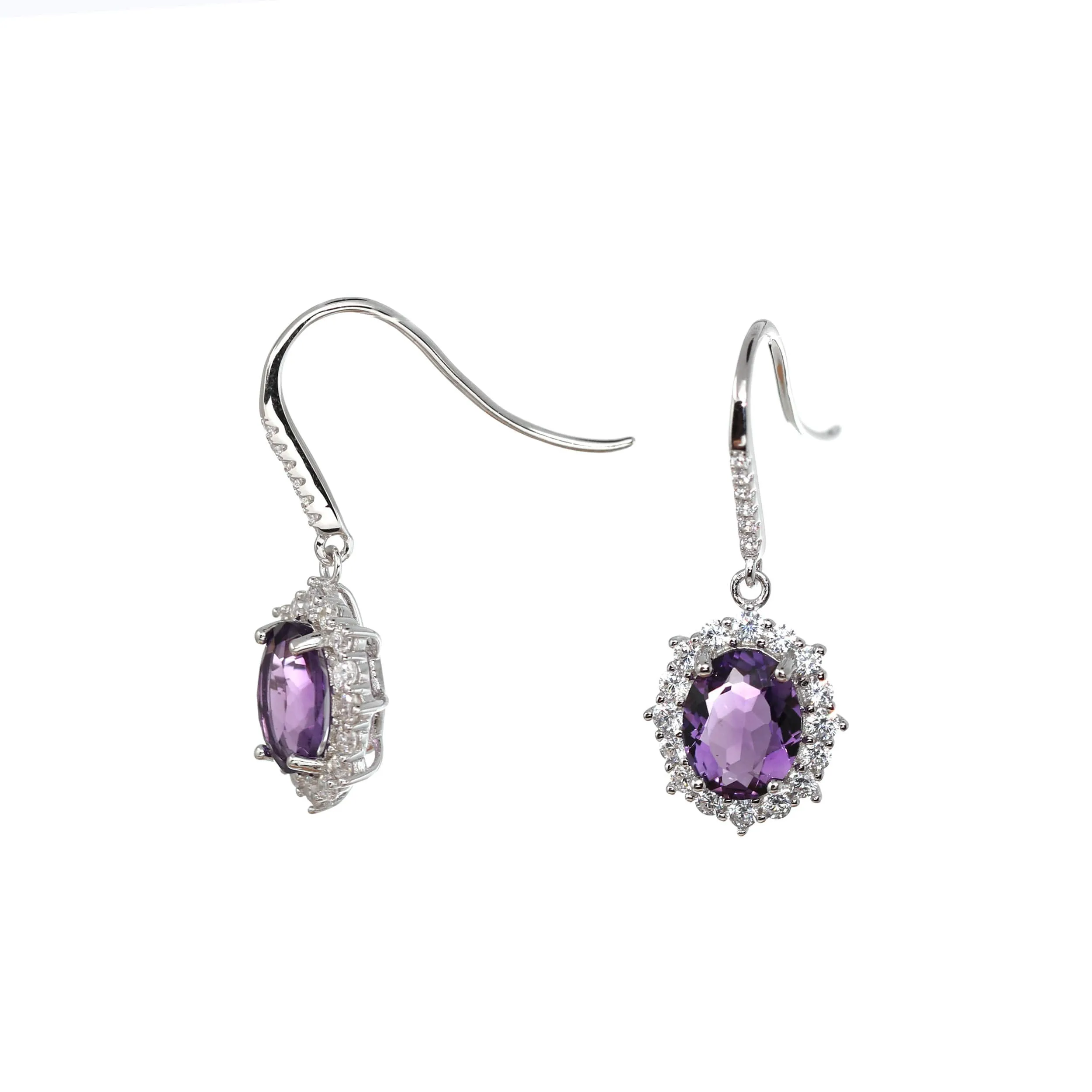 Baikalla™ Classic Sterling Silver Natural Amethyst Topaz Citrine Garnet Earrings With CZ