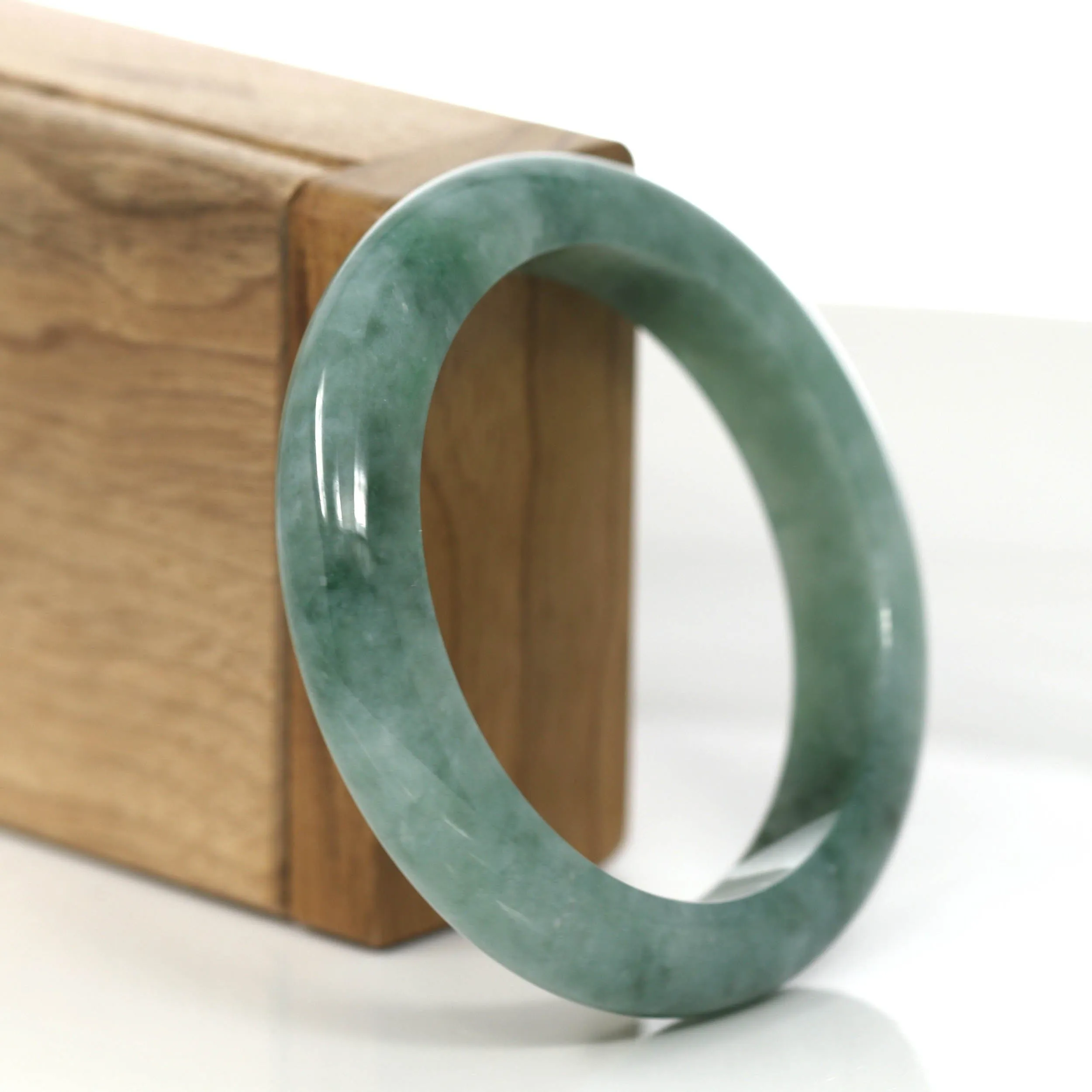 Baikalla Forest Green Classic Real Jadeite Jade Bangle Bracelet (56.51mm) #862