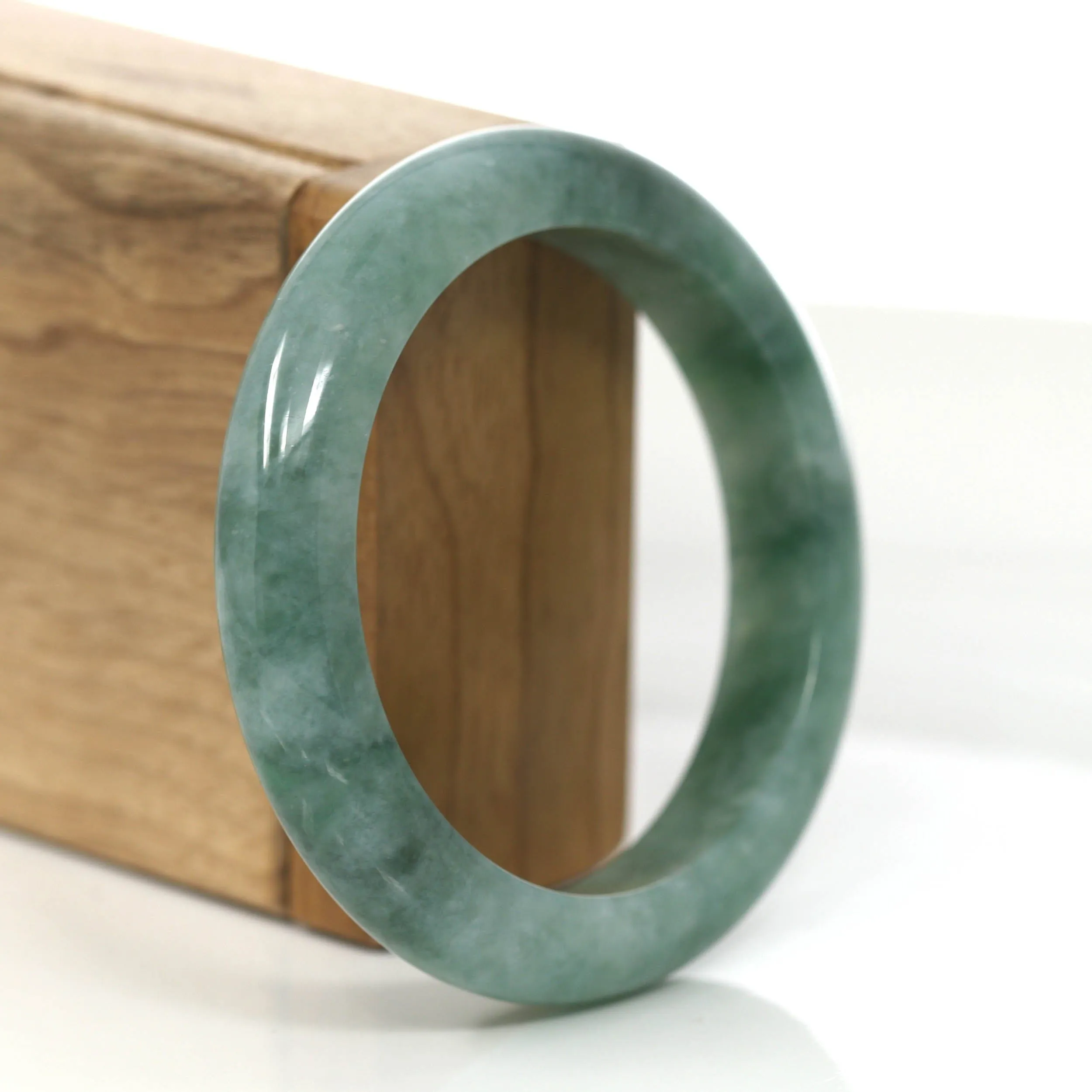 Baikalla Forest Green Classic Real Jadeite Jade Bangle Bracelet (56.51mm) #862