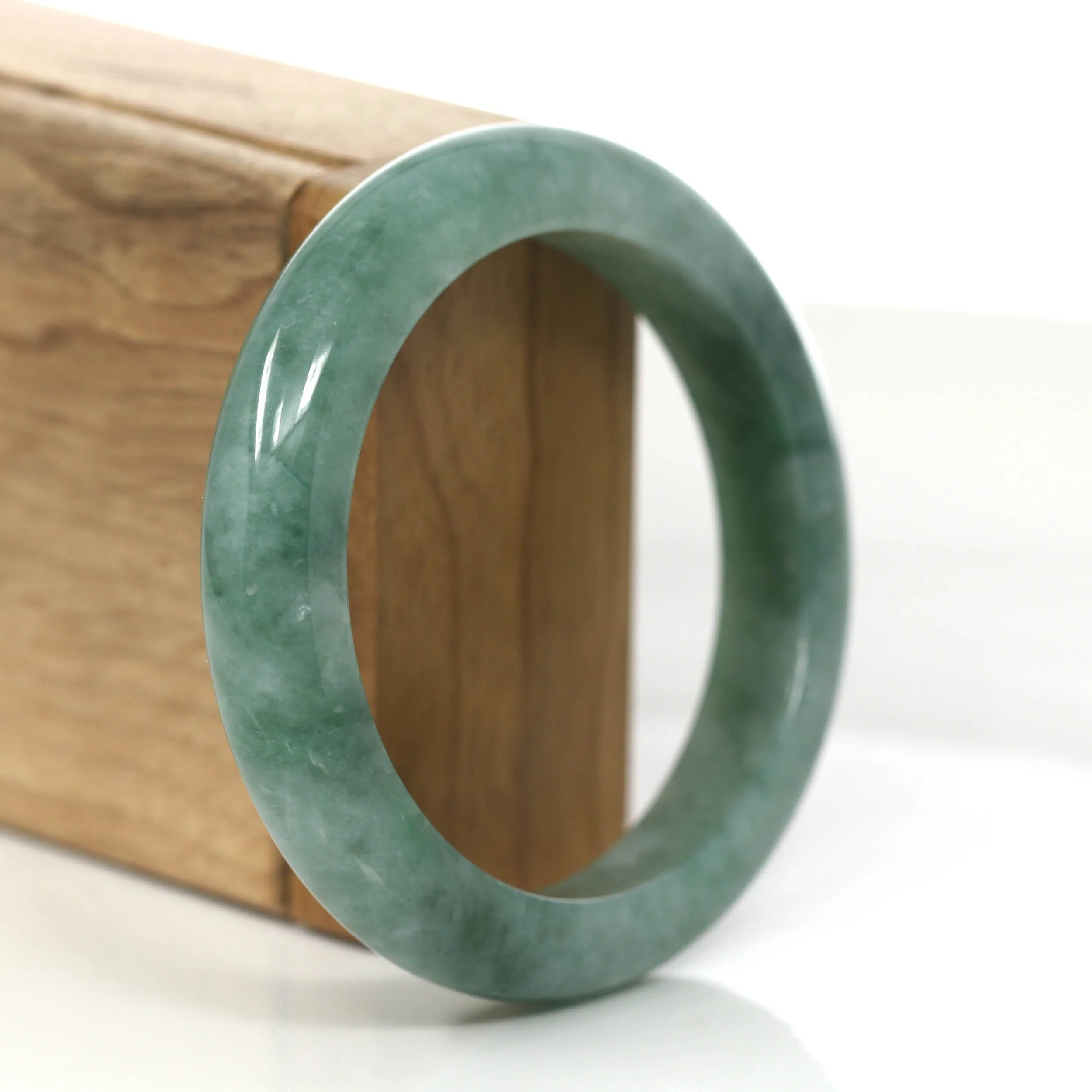Baikalla Forest Green Classic Real Jadeite Jade Bangle Bracelet (56.51mm) #862