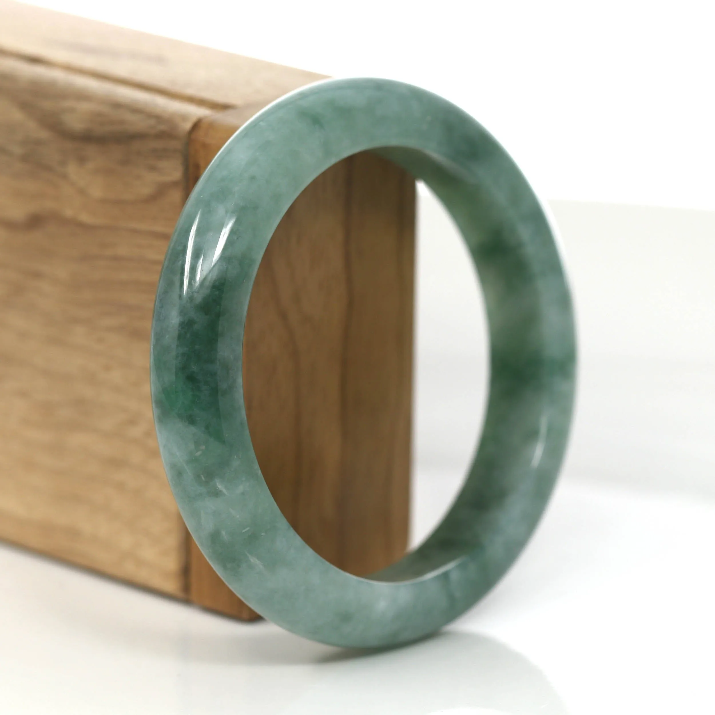 Baikalla Forest Green Classic Real Jadeite Jade Bangle Bracelet (56.51mm) #862