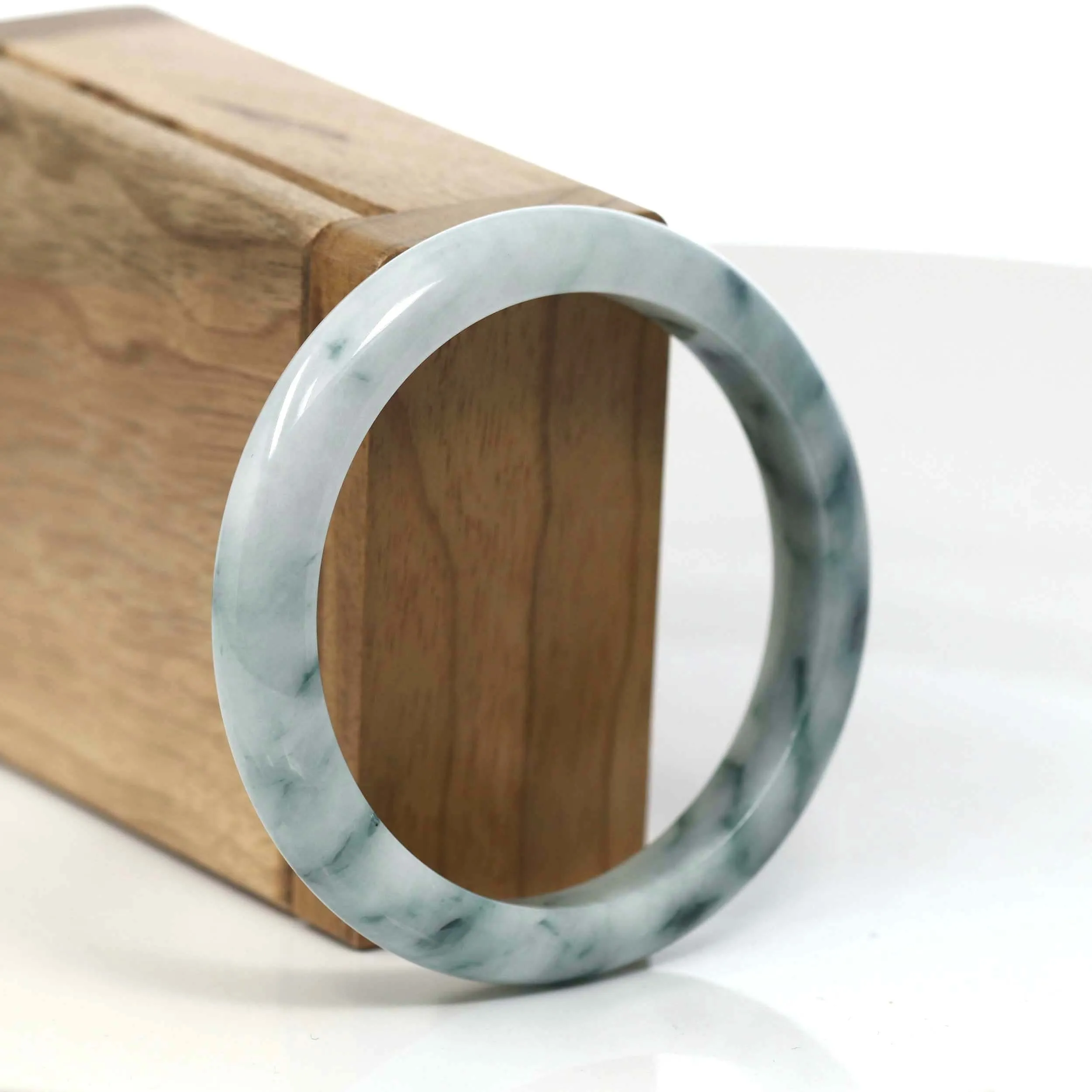 Baikalla Natural Burmese Blue-green Jadeite Jade Bangle Bracelet (55.65mm)#T082