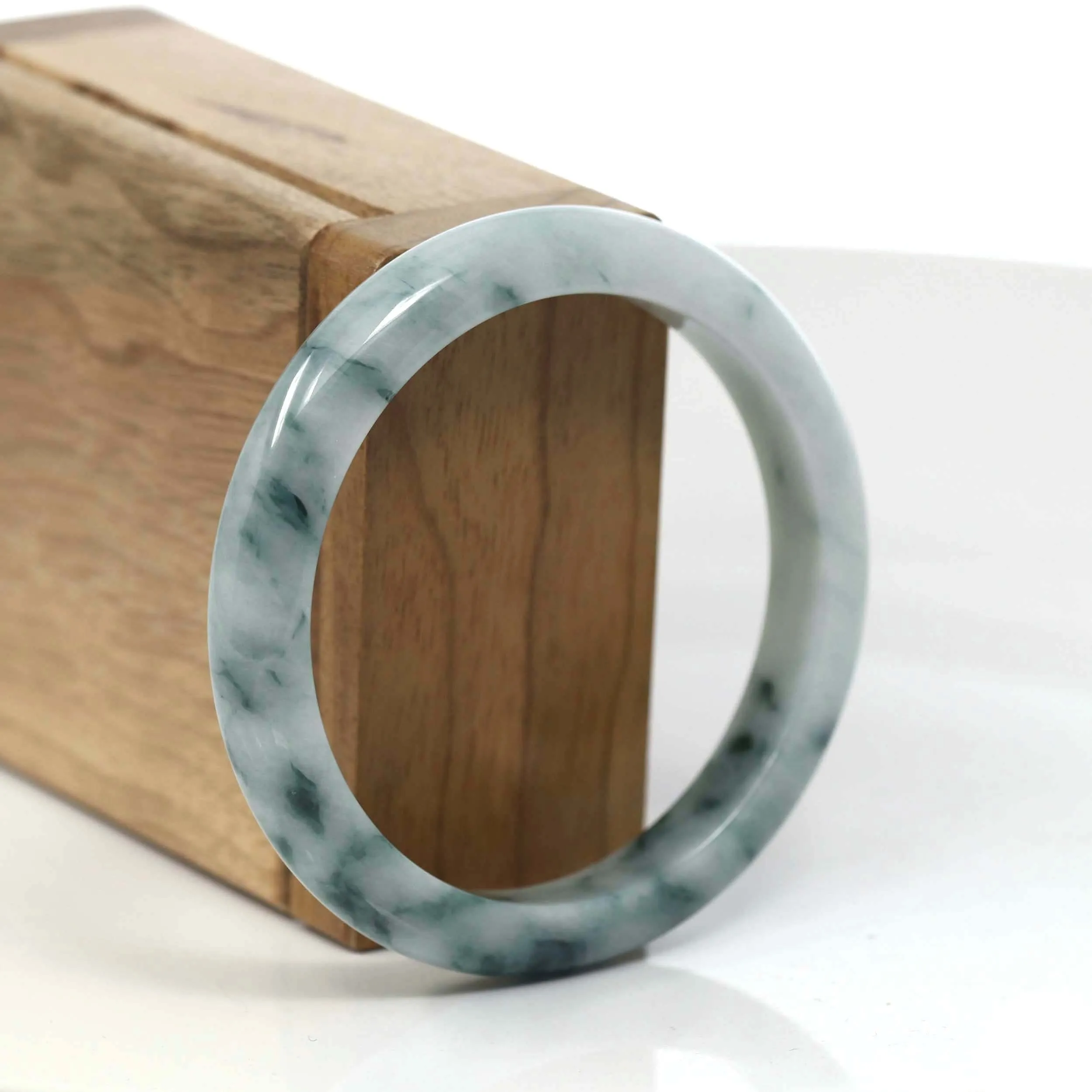 Baikalla Natural Burmese Blue-green Jadeite Jade Bangle Bracelet (55.65mm)#T082