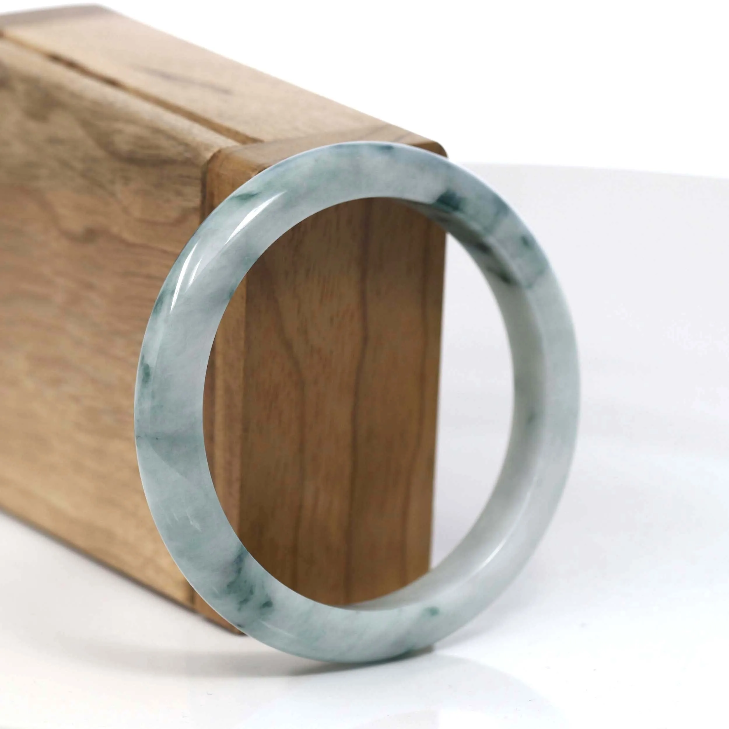 Baikalla Natural Burmese Blue-green Jadeite Jade Bangle Bracelet (55.65mm)#T082