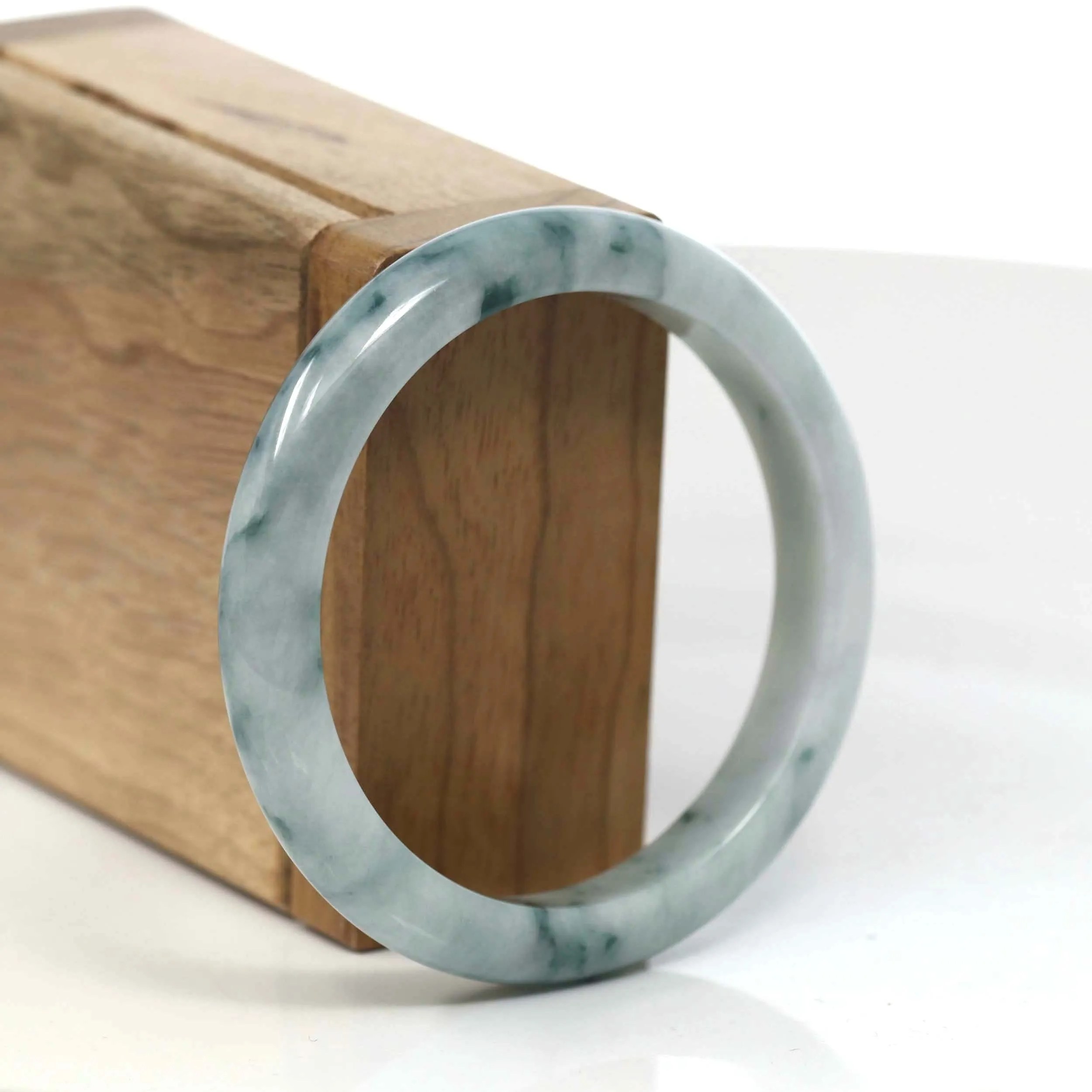 Baikalla Natural Burmese Blue-green Jadeite Jade Bangle Bracelet (55.65mm)#T082