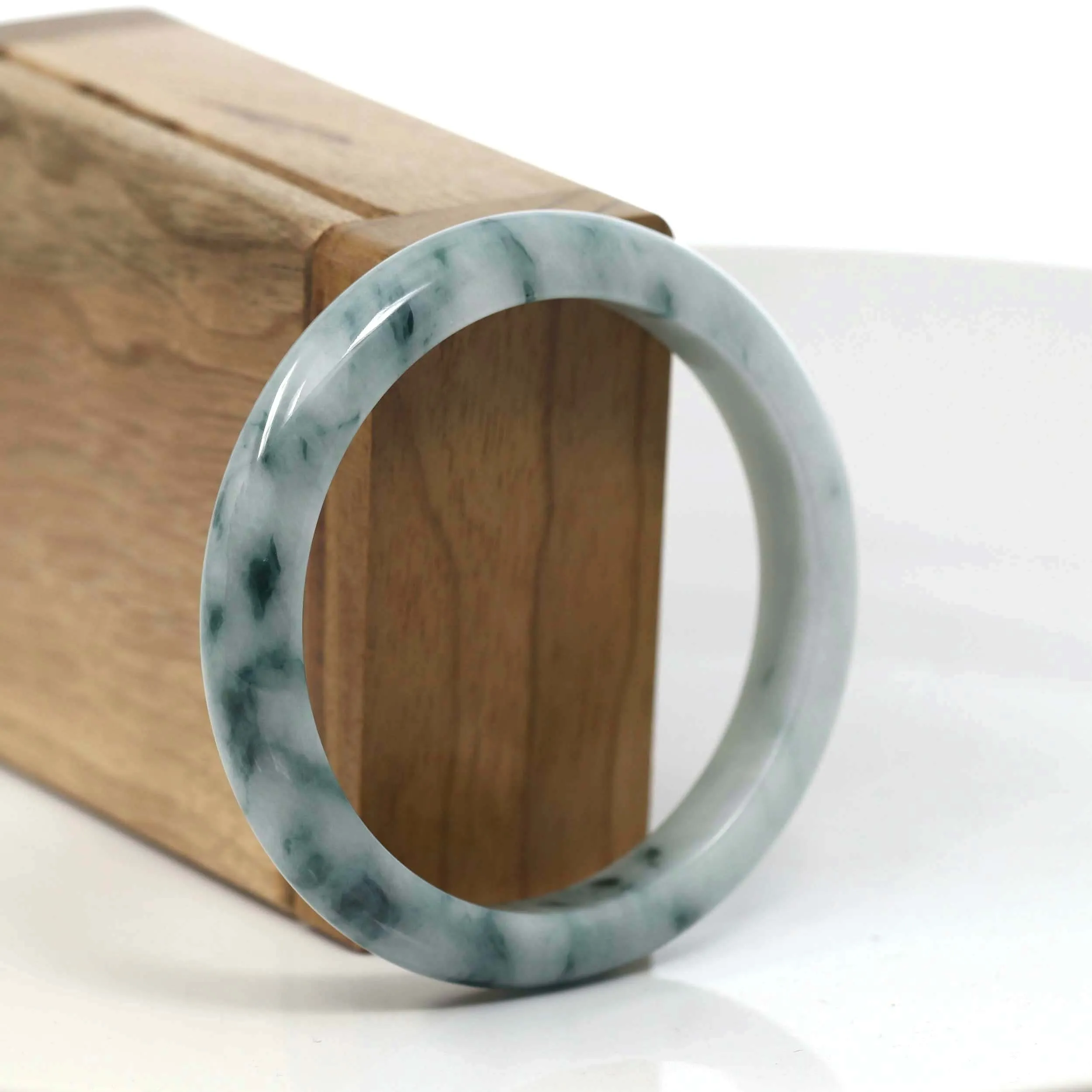 Baikalla Natural Burmese Blue-green Jadeite Jade Bangle Bracelet (55.65mm)#T082