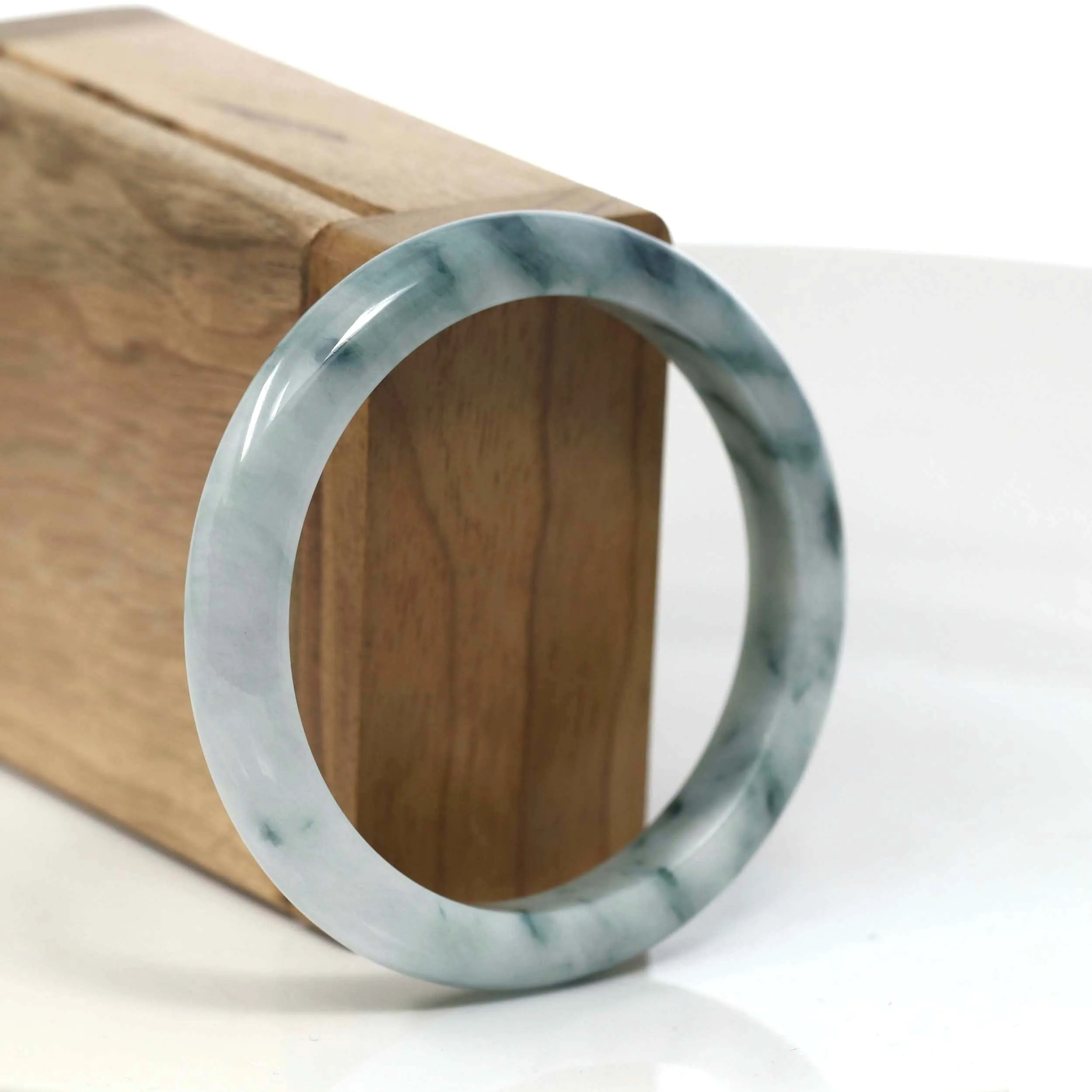 Baikalla Natural Burmese Blue-green Jadeite Jade Bangle Bracelet (55.65mm)#T082