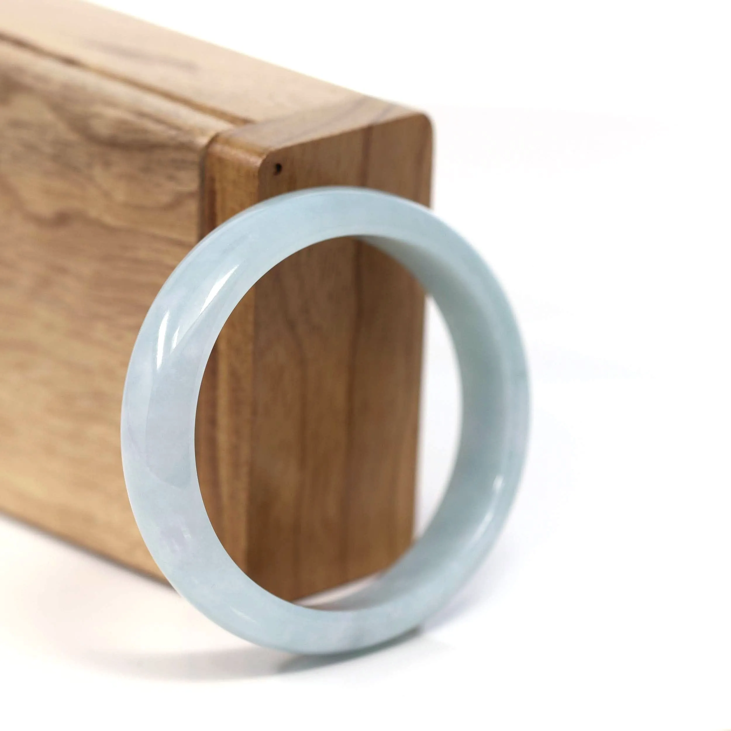 Baikalla "Classic Bangle" Blue Natural Jadeite Jade Oval Bangle (56.61mm) #T220