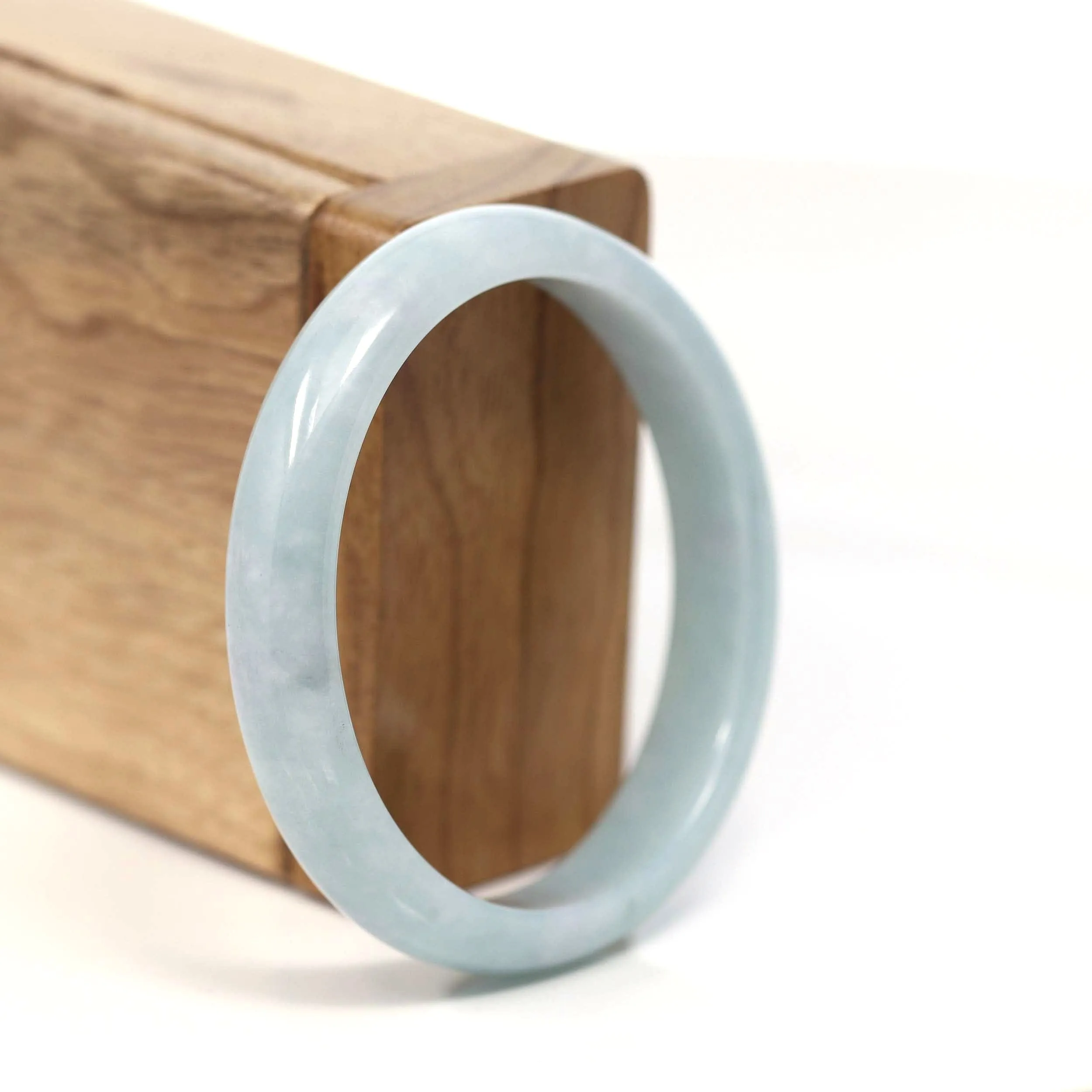 Baikalla "Classic Bangle" Blue Natural Jadeite Jade Oval Bangle (56.61mm) #T220