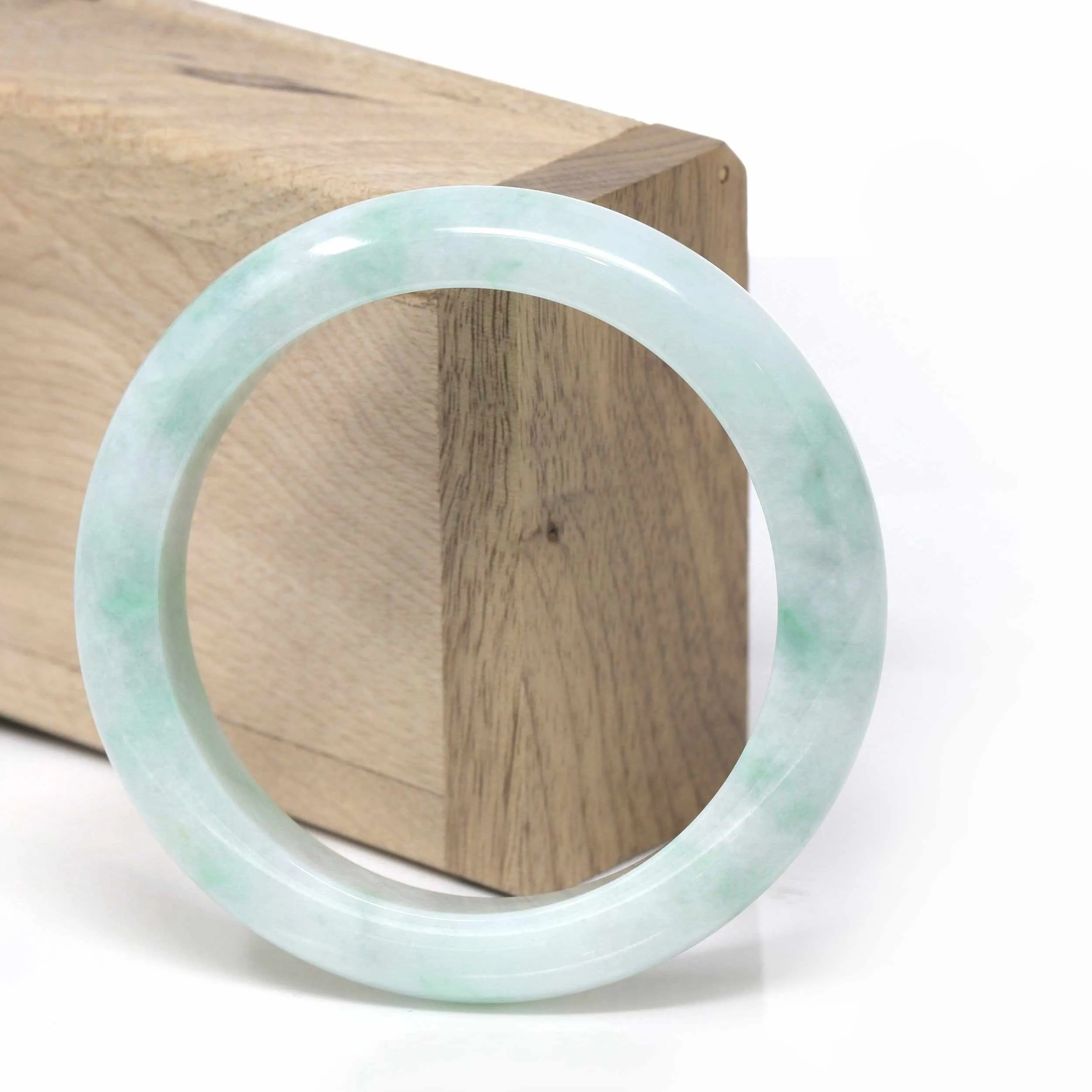 Baikalla™ "Classic Bangle" Genuine Burmese Blue- Green High Quality Jadeite Jade Bangle Bracelet (56.1mm) #153