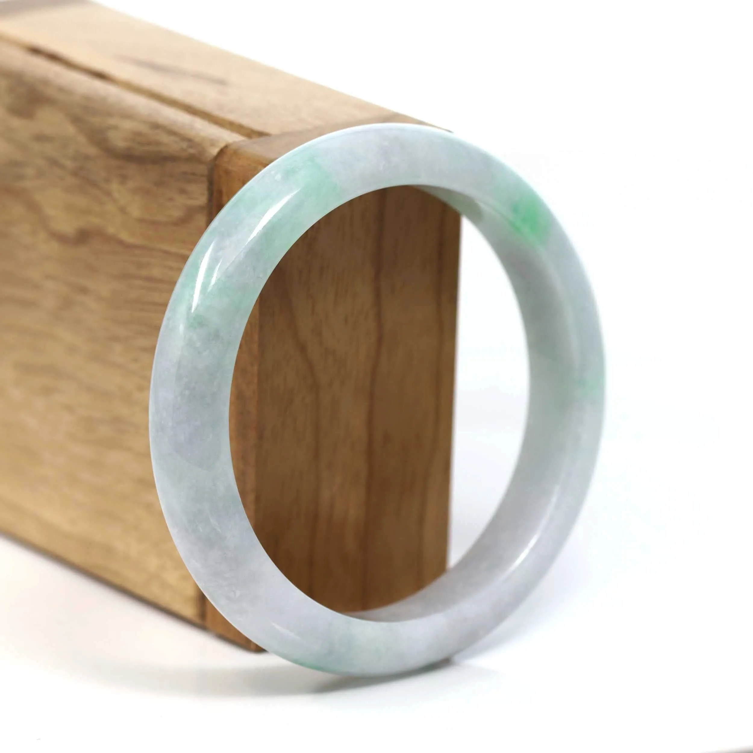 Baikalla™ "Classic Bangle" Genuine Burmese Green Jadeite Jade Bangle Bracelet (56.56 mm) #T204