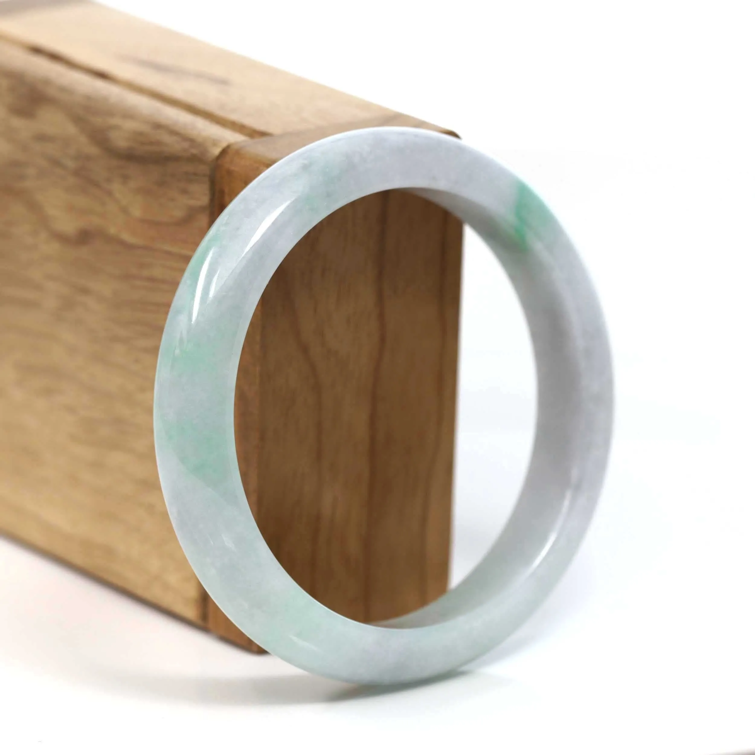 Baikalla™ "Classic Bangle" Genuine Burmese Green Jadeite Jade Bangle Bracelet (56.56 mm) #T204