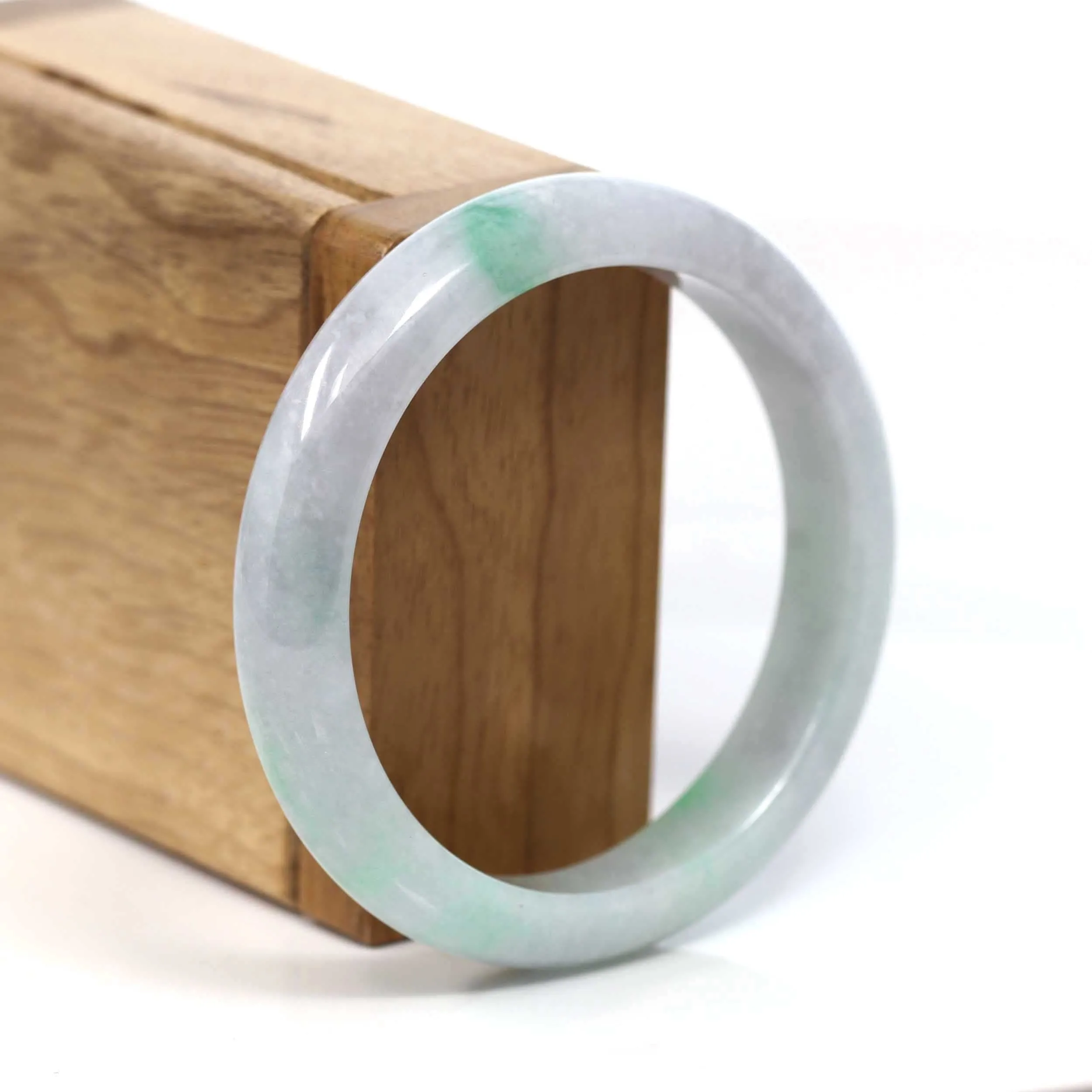 Baikalla™ "Classic Bangle" Genuine Burmese Green Jadeite Jade Bangle Bracelet (56.56 mm) #T204