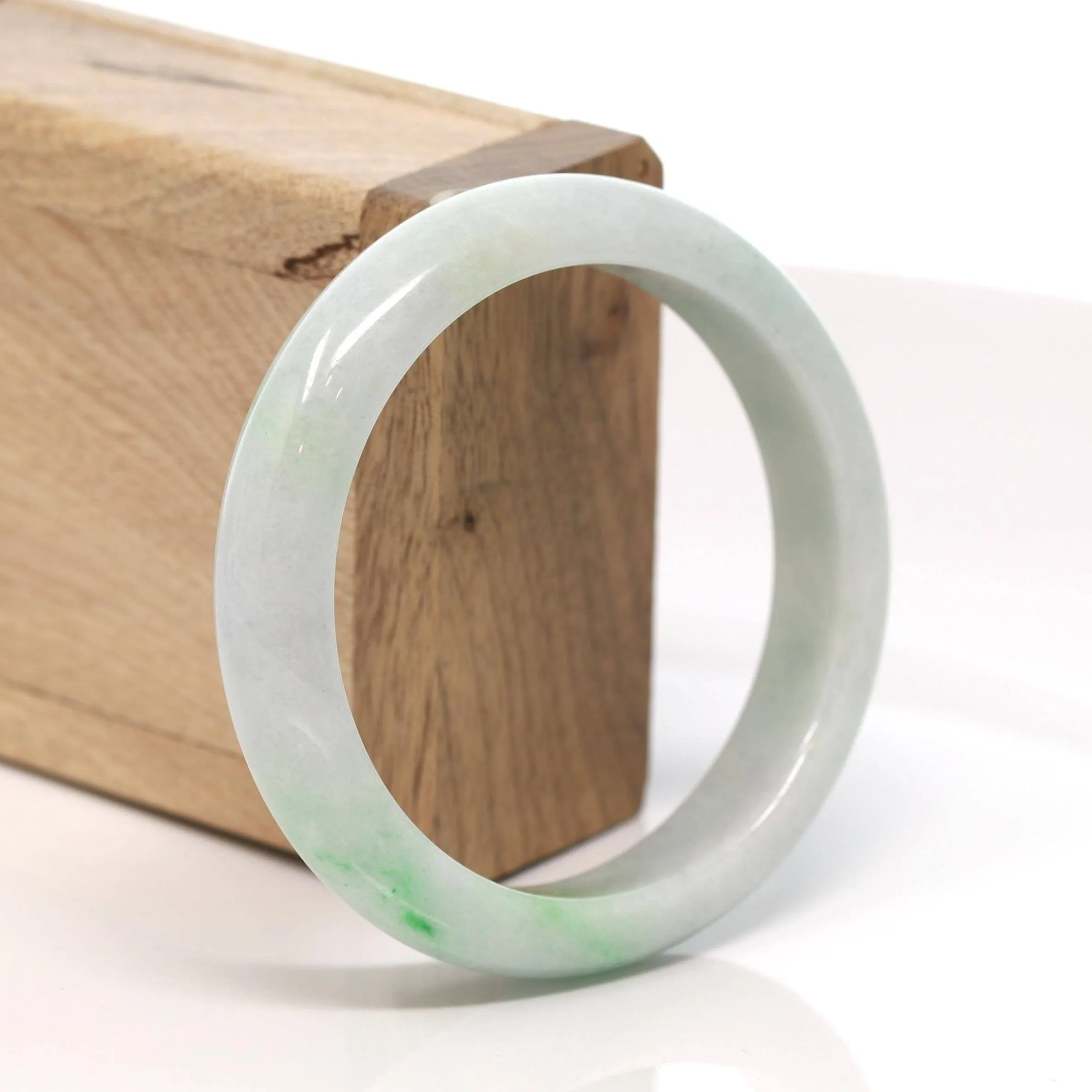 Baikalla™ "Classic Bangle" Genuine Burmese Green Jadeite Jade Bangle Bracelet (56.8 mm) #172