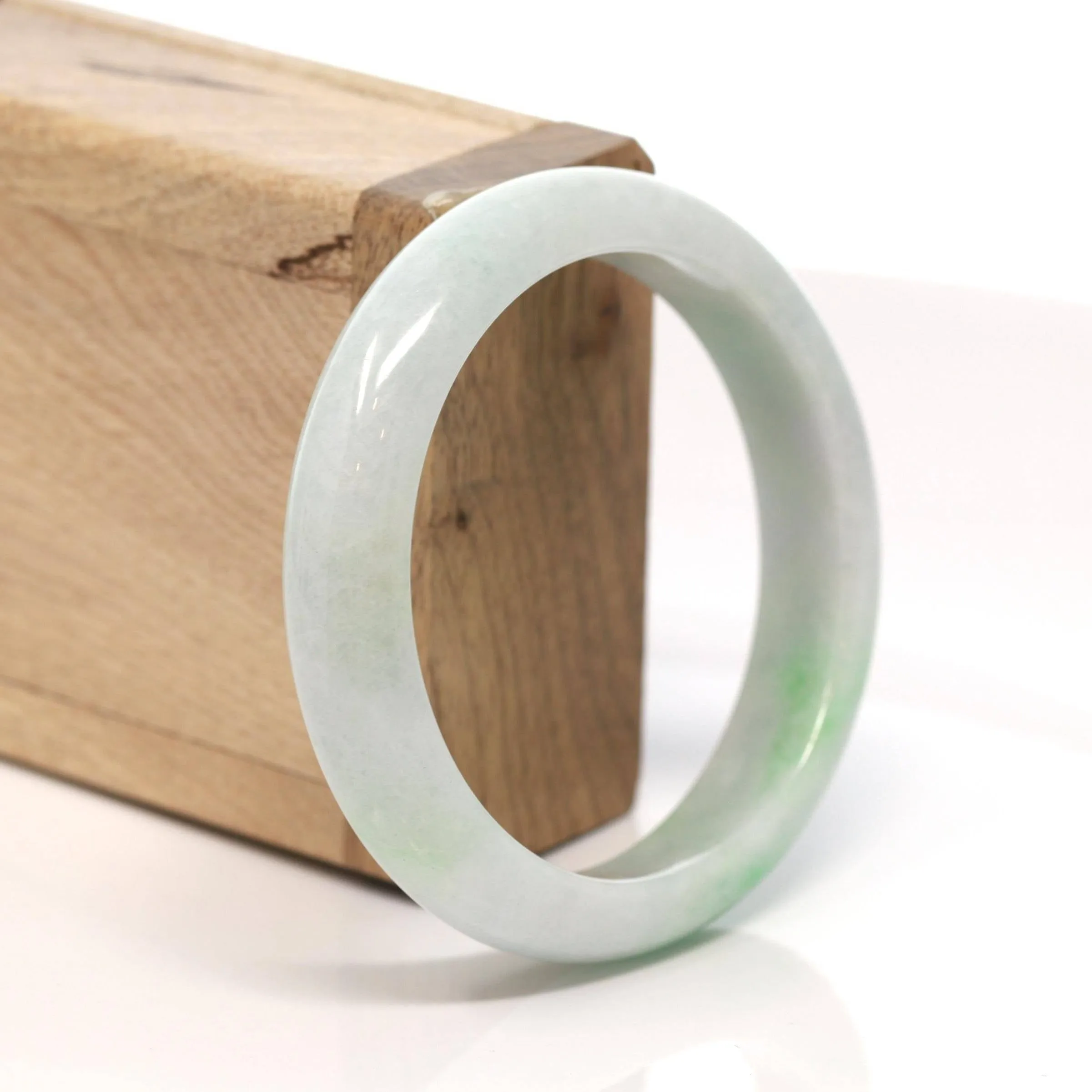 Baikalla™ "Classic Bangle" Genuine Burmese Green Jadeite Jade Bangle Bracelet (56.8 mm) #172