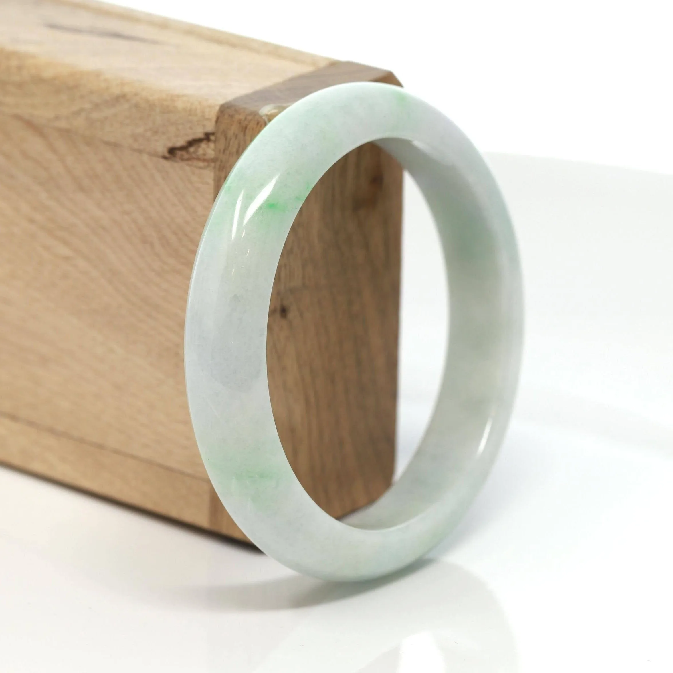 Baikalla™ "Classic Bangle" Genuine Burmese Green Jadeite Jade Bangle Bracelet (56.8 mm) #172