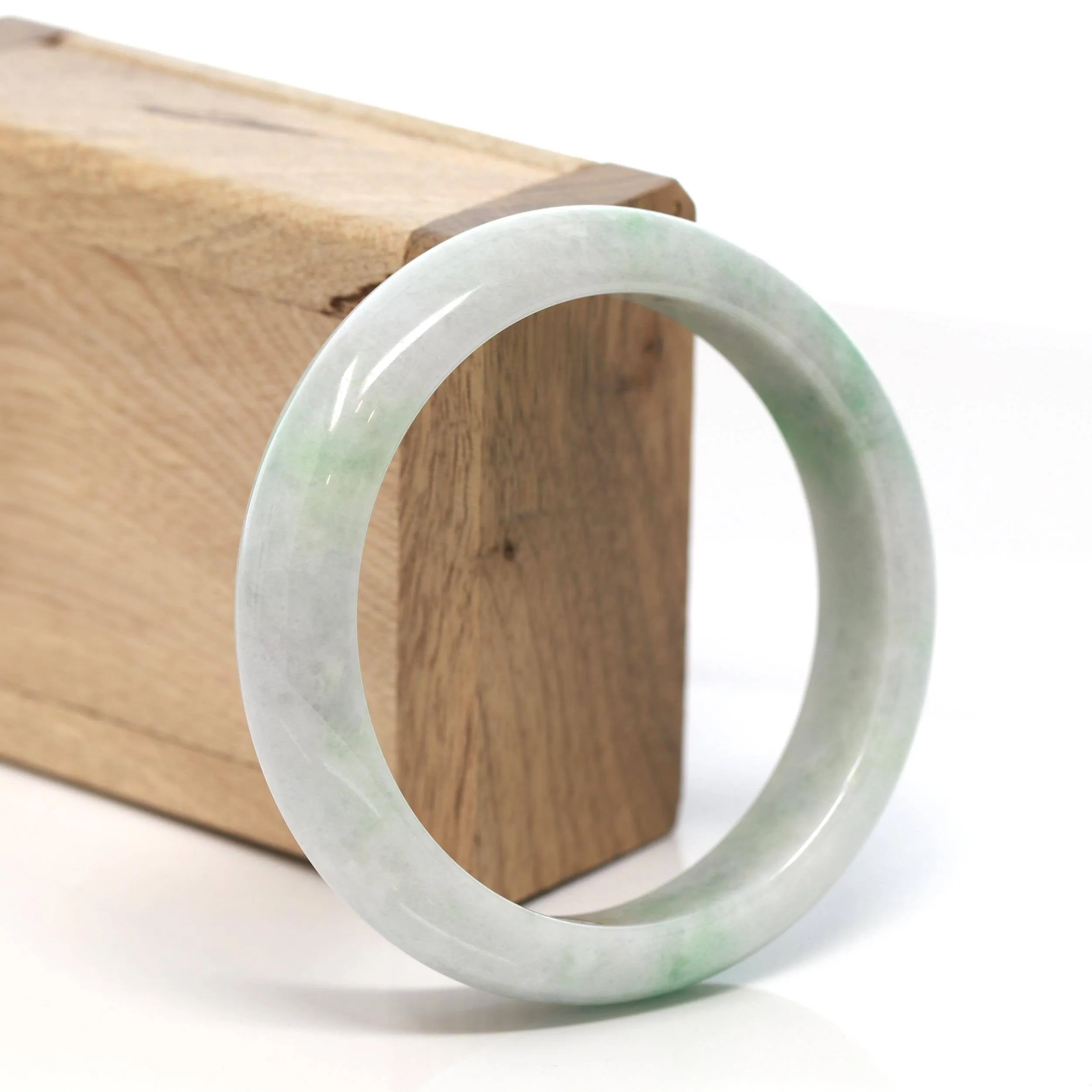 Baikalla™ "Classic Bangle" Genuine Burmese Green Jadeite Jade Bangle Bracelet (58.4 mm) #155