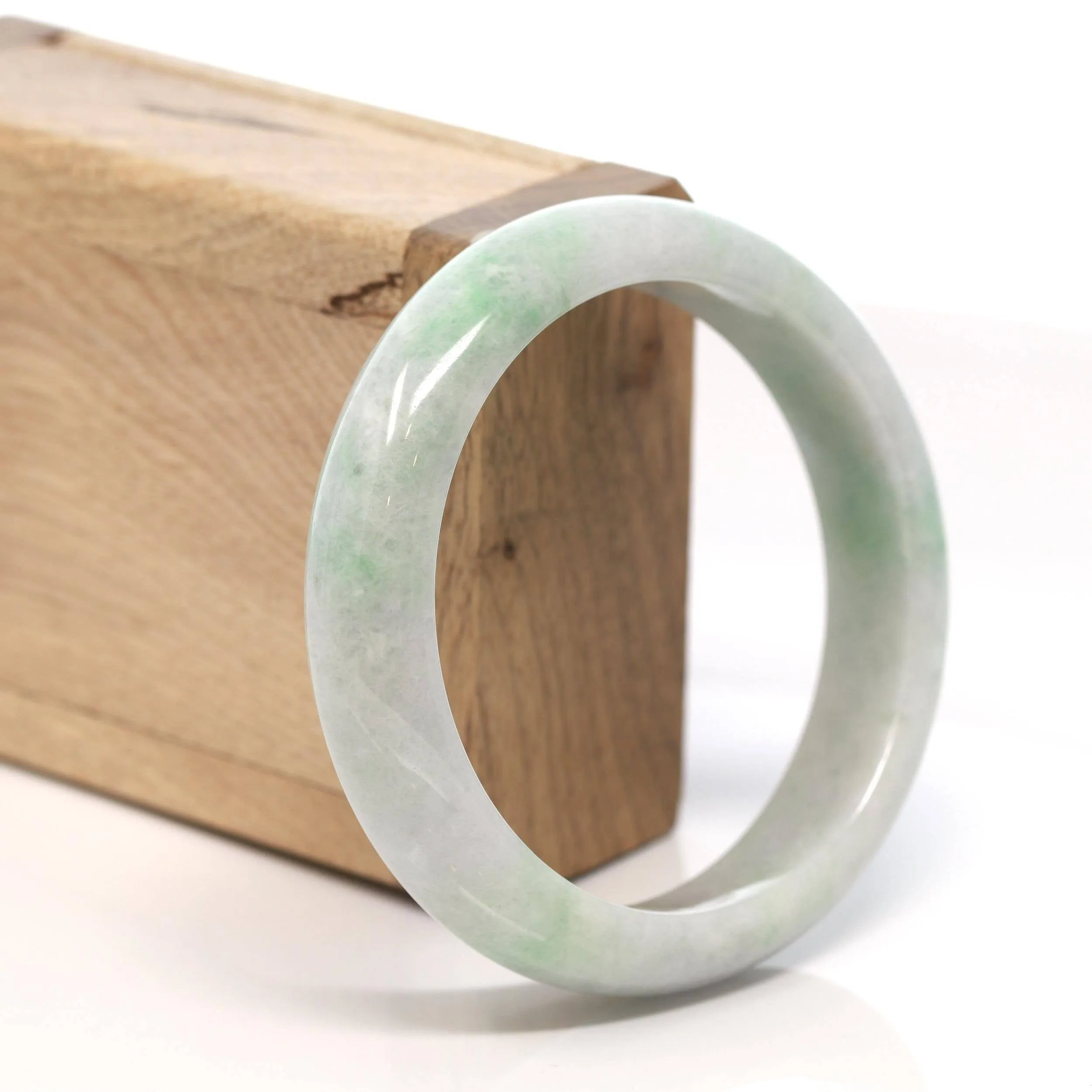Baikalla™ "Classic Bangle" Genuine Burmese Green Jadeite Jade Bangle Bracelet (58.4 mm) #155